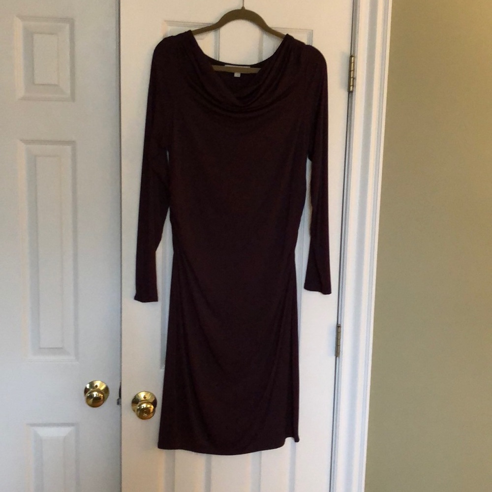 Loft wine color long sleeve dress - very sexy on